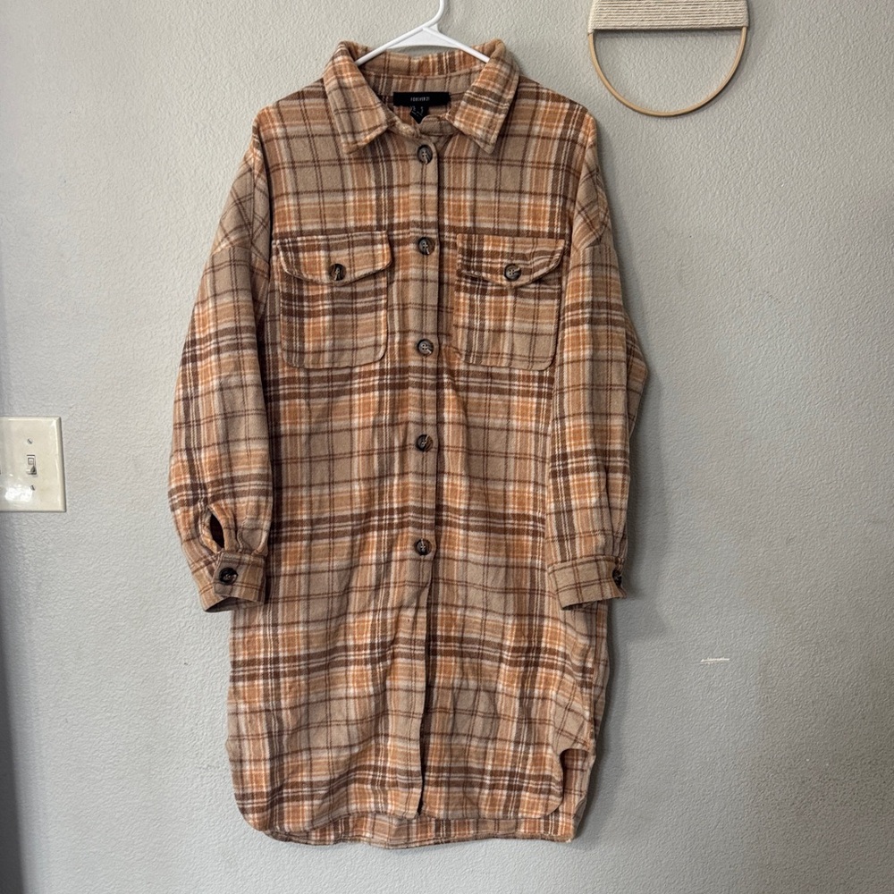 Forever 21 Plaid Brown Utility Jacket